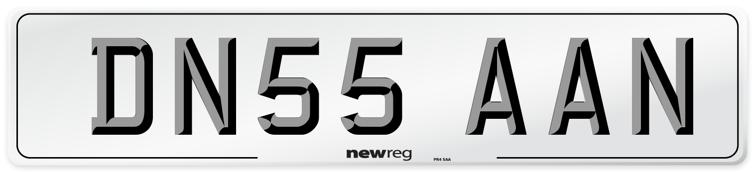 DN55 AAN Number Plate from New Reg